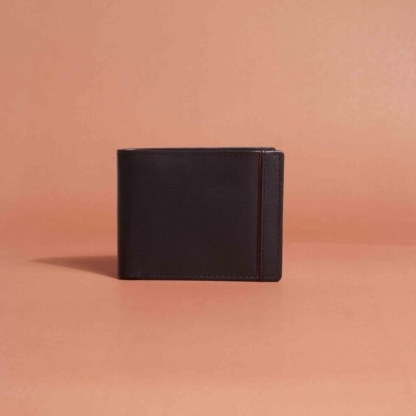 Black Cowhide Bi-Fold Wallet