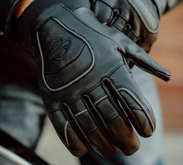 Black Leather Gloves for Men’s Biking