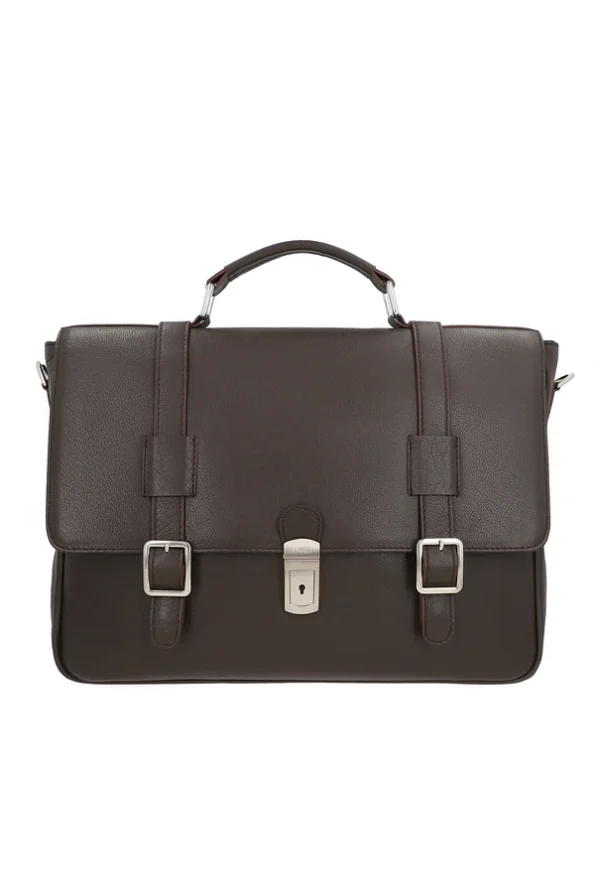 Dark Brown Leather Work Bag - Valiant