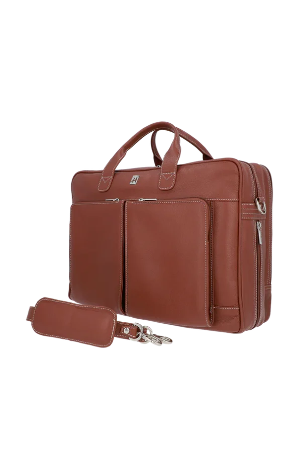 Decade Light Brown Leather Laptop Bag