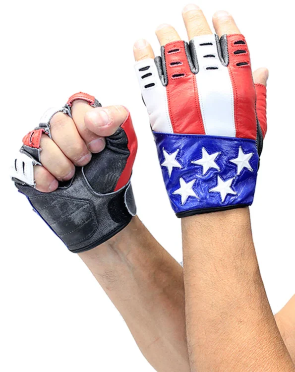 USA Flag Biker Gloves
