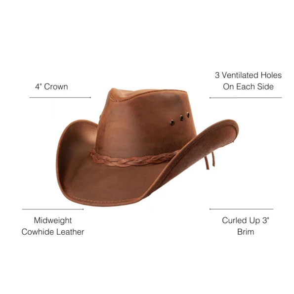 Western Style Men's Leather Hat