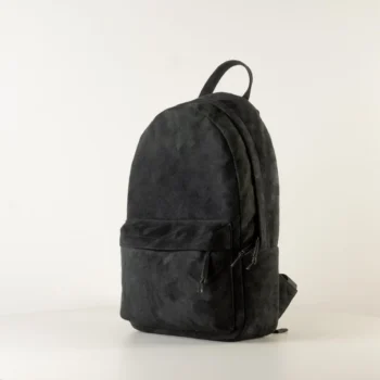 Black upcycled suede backpack