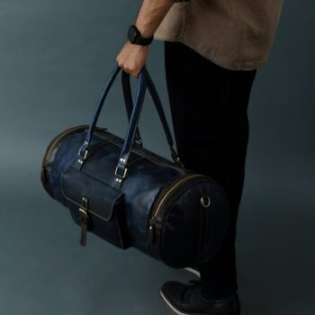 Blue buffalo leather duffle