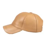 Dark Beige Leather Baseball Hat