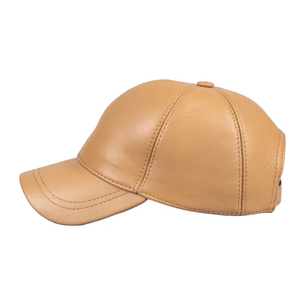 Dark Beige Leather Cap