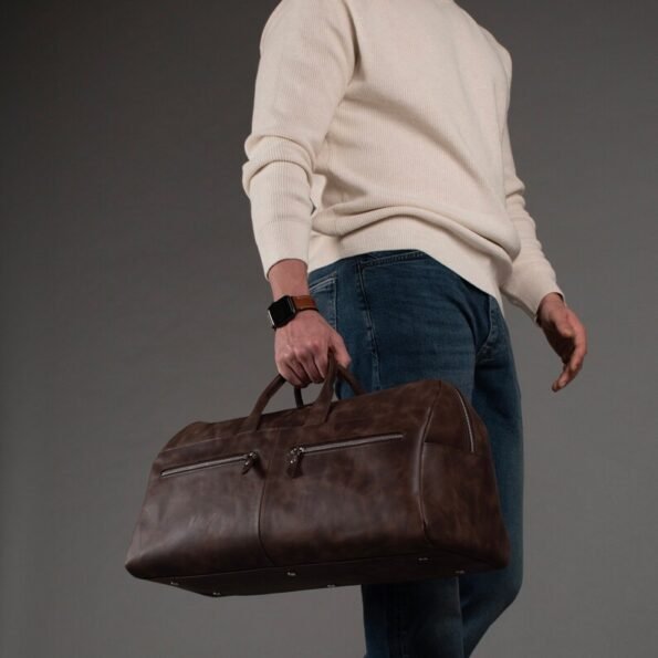 Dark Brown Leather Duffel Bag
