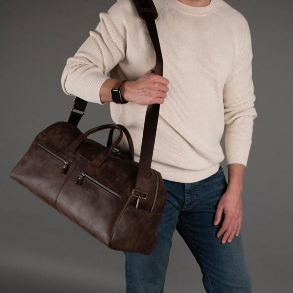 Dark Brown Leather Travel Duffel