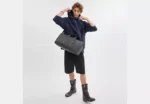 Leather duffel bag for men