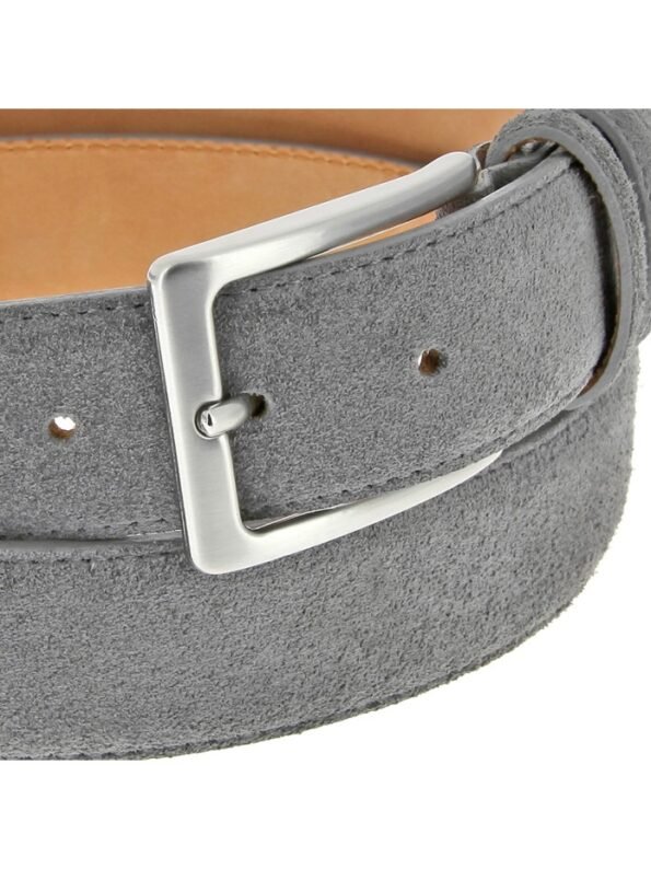 Grey leather belt for men