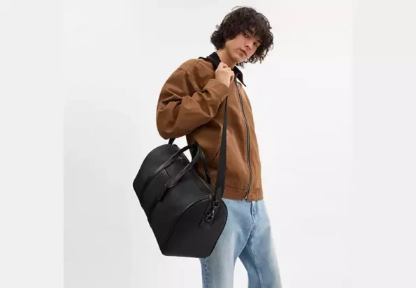 Leather gym duffel bag for men
