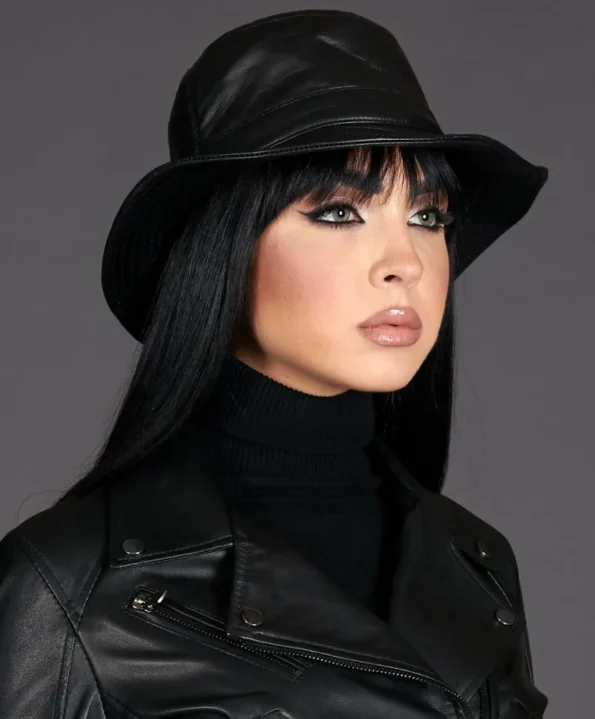 Women's Black Leather Riviera Hat