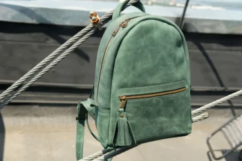 green suede backpack