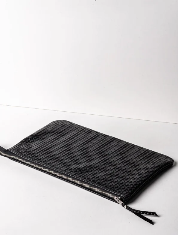 Black Leather Zipper Bag