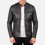 Black leather jacket for men