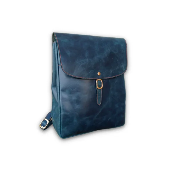 Blue Leather Backpack