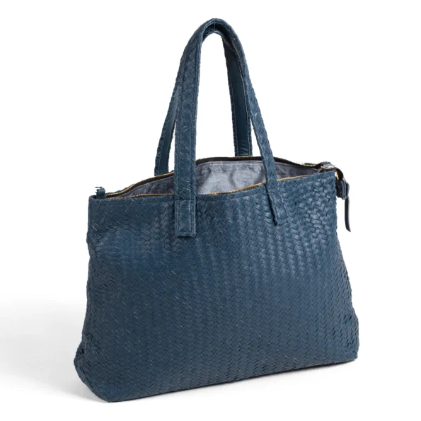 Blue Woven Leather Bag