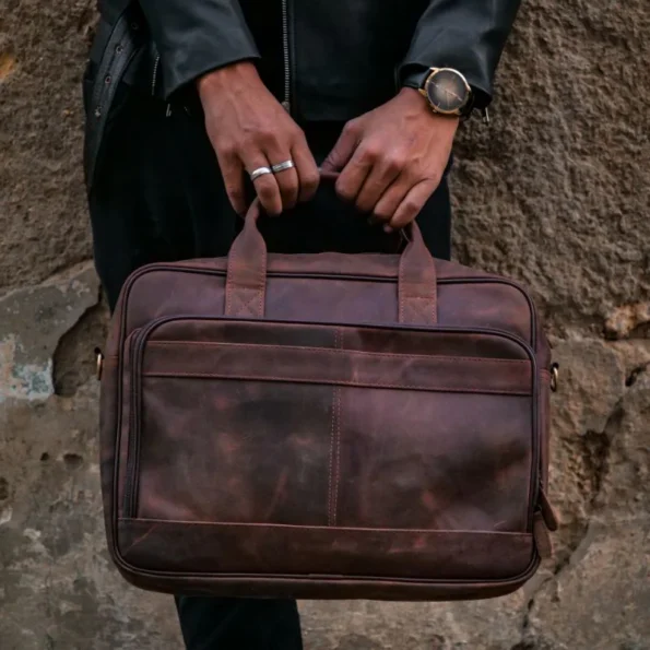 Brown Leather Laptop Satchel