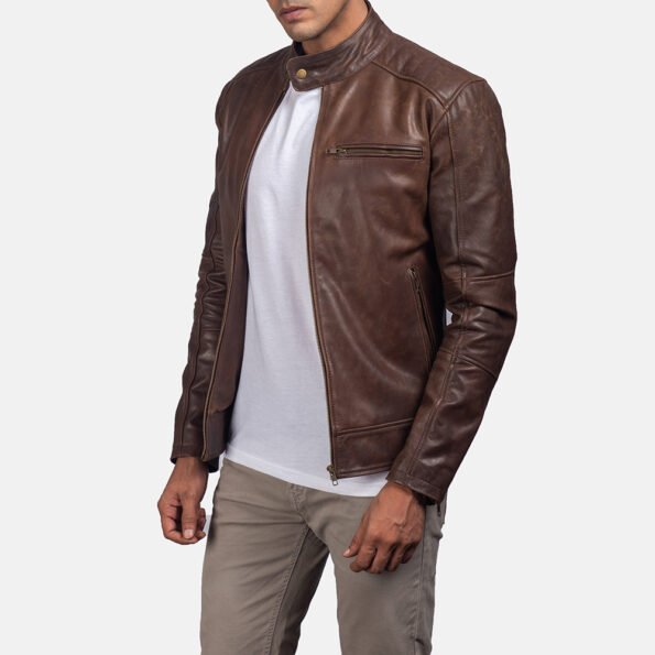 Men's brown leather jacket