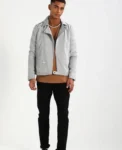 Men's grey suede biker jacket