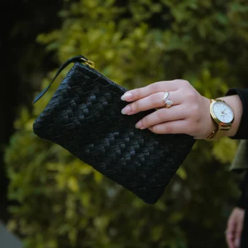 Mini Black Leather Clutch
