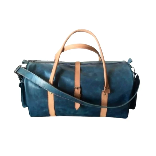 Navy Leather Duffel