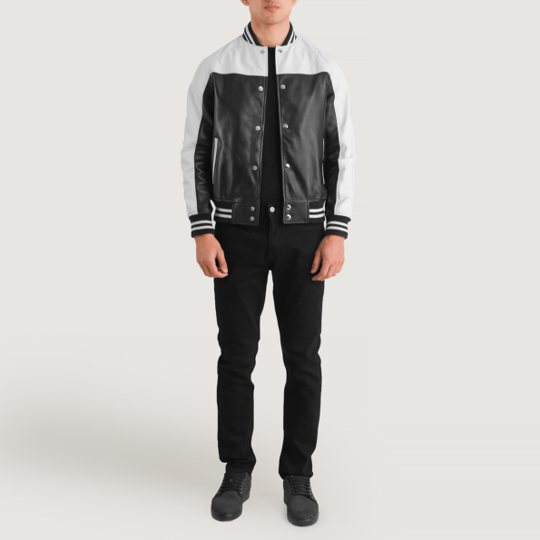 Terrance black and white leather jacket