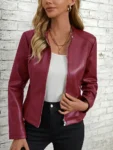 zip-up leather jacket